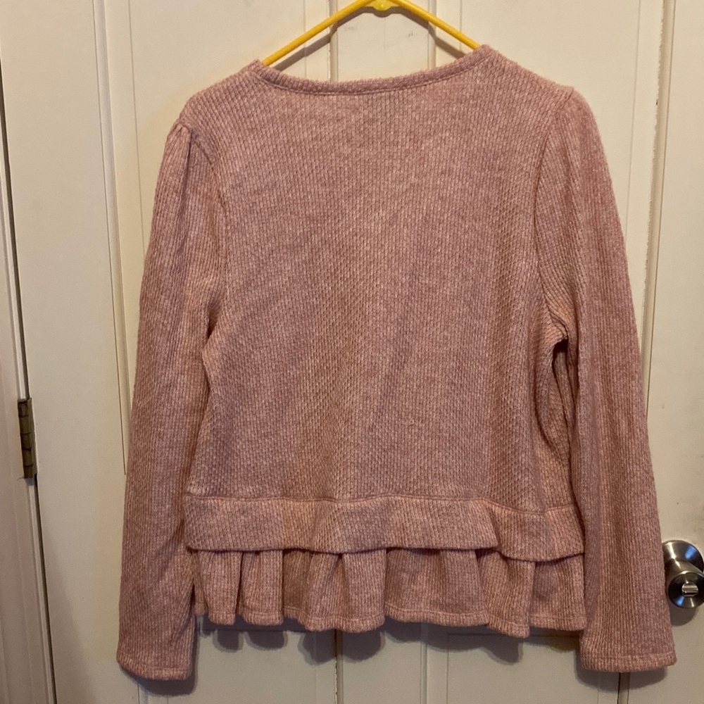 CeCe Blush Ruffle Hem Sweater Large - Picture 5 of 7